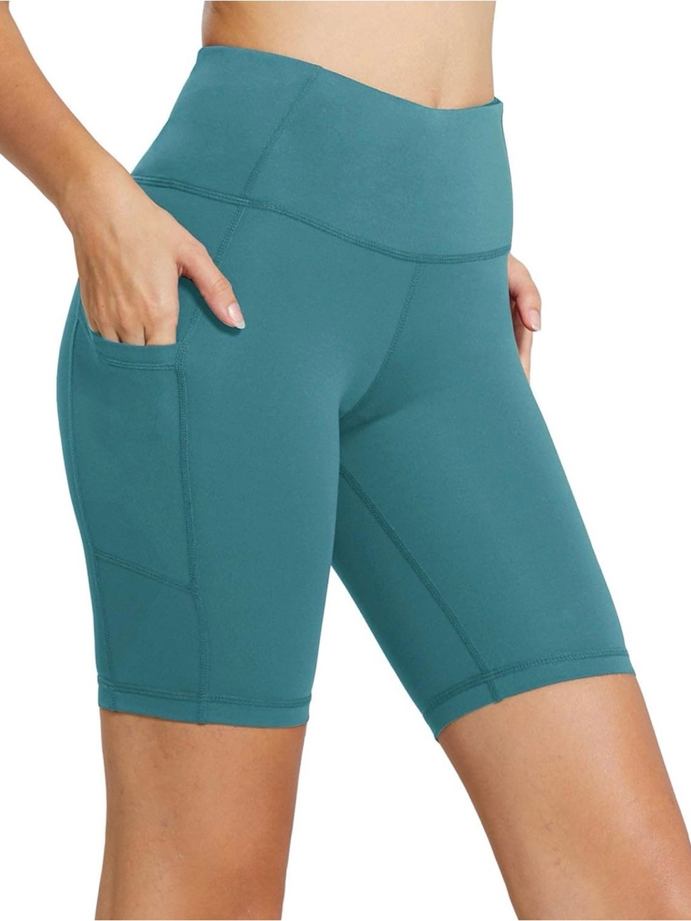 NWOT BALEAF 8 inch Teal High-Rise Active Bike Shorts with Side Pockets Size XL